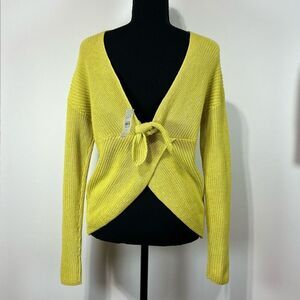 New Loft Lemongrass Tie V-Back Sweater Small Women’s Yellow / Green Reversible
